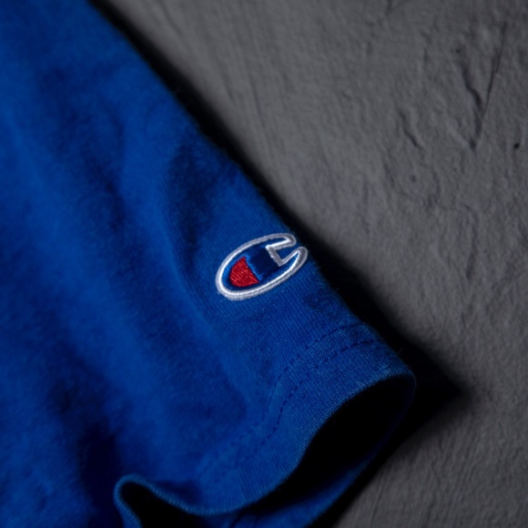 Vintage Blue Short Sleeve Champion Cotton Tee Top - Picture 3 of 5